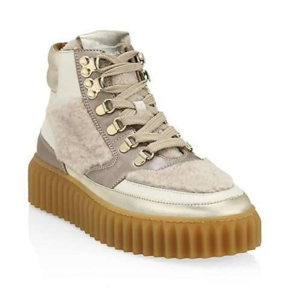 NWT Voile Blanche Shearling & Metallic Leather Women's Hiking, Boots EU 40 - Picture 2 of 6